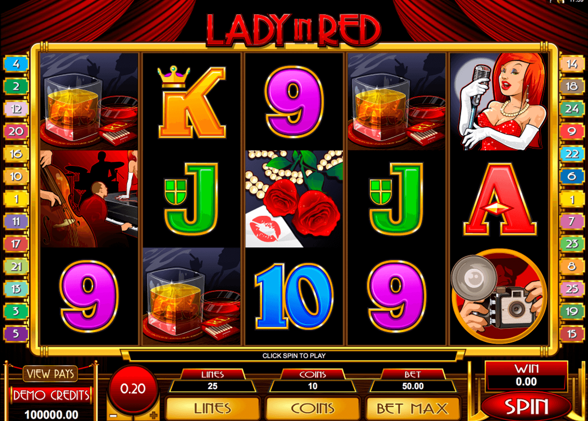 lady in red microgaming slot machine 