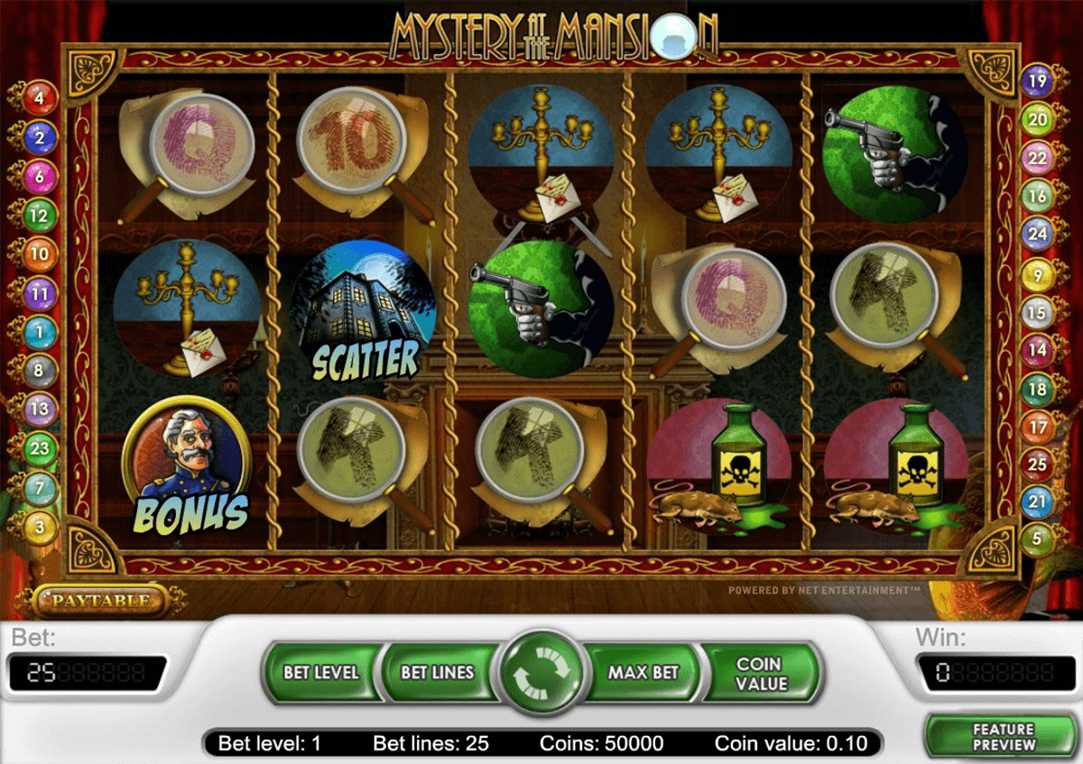 mystery at the mansion netent slot machine 