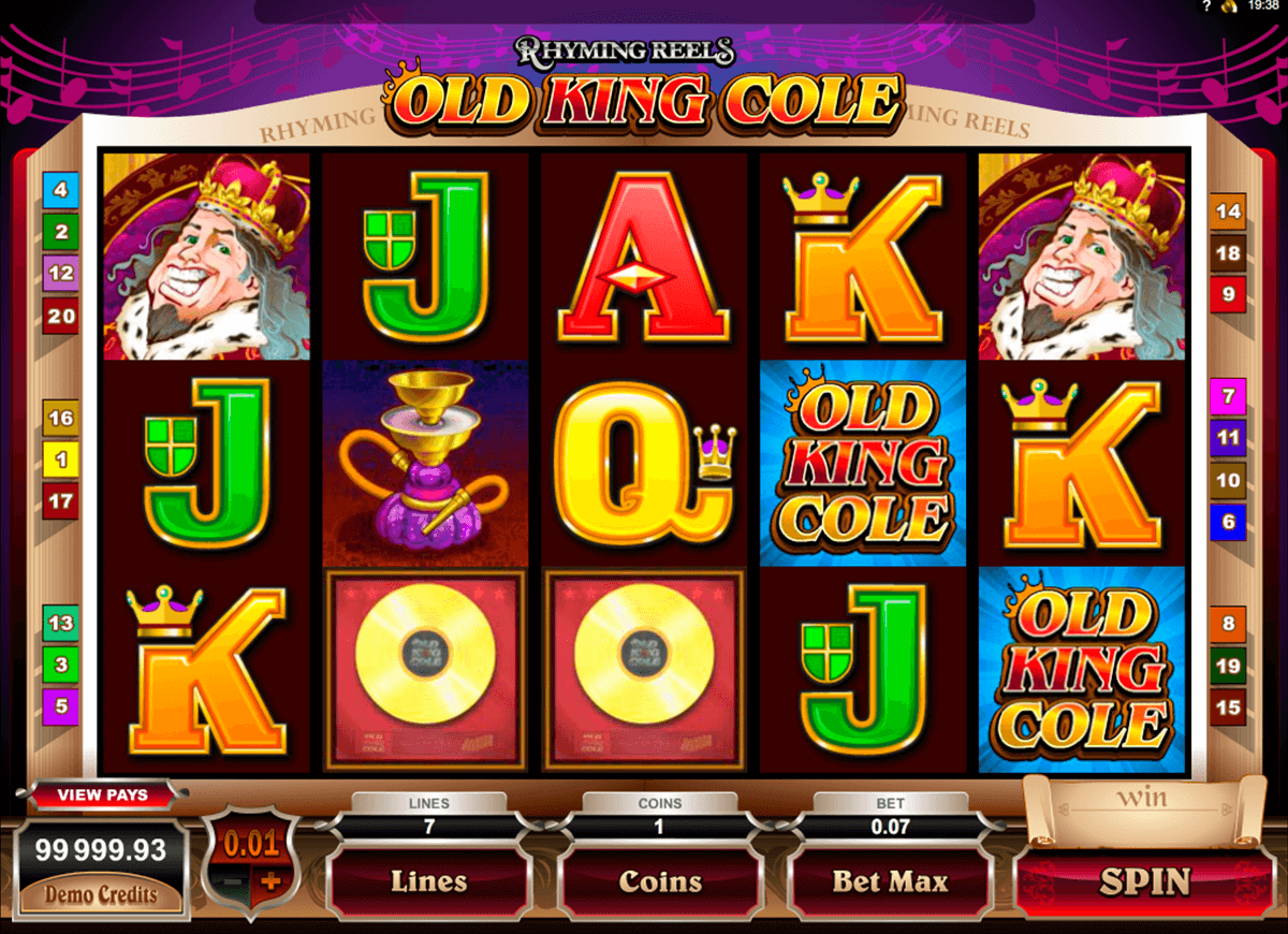 rhyming reels old king cole microgaming slot machine 