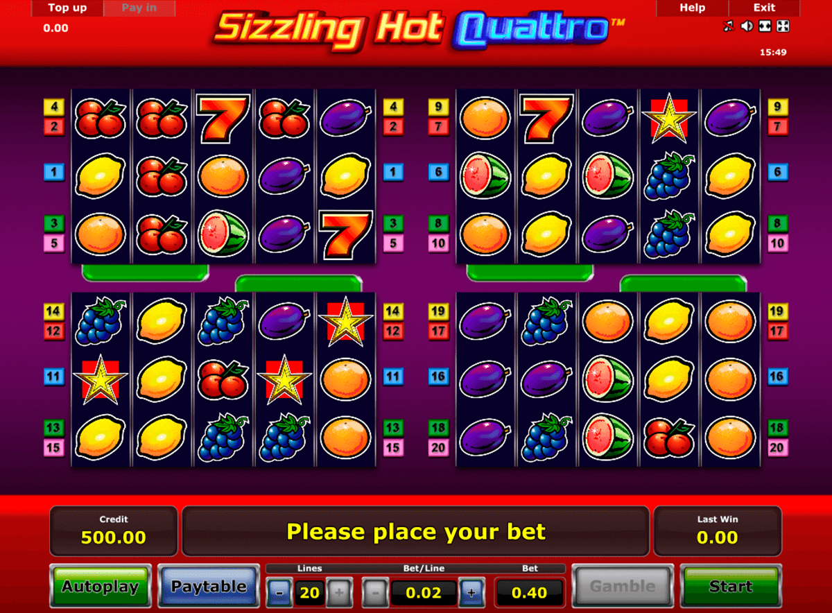 sizzling hot quattro novomatic slot machine 